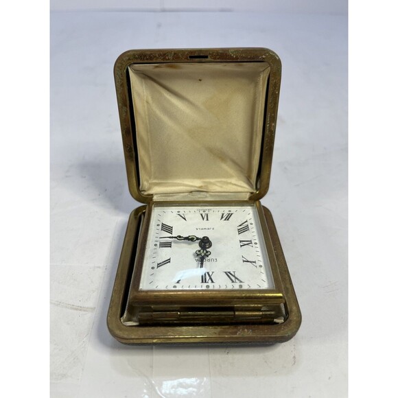Vintage Europa 2 Jewel Clockwork Folding Travel Alarm Clock Great Condition - Picture 5 of 7
